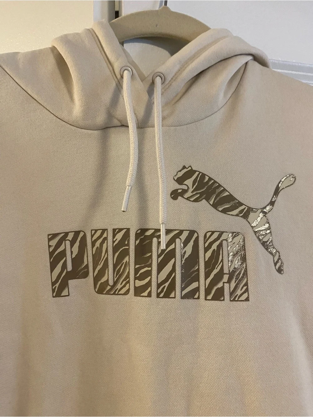 Puma Men's Tan Logo Hoodie in Beige